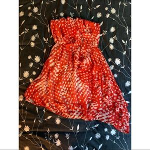 Asymmetrical Strapless Orange Dress Forever 21